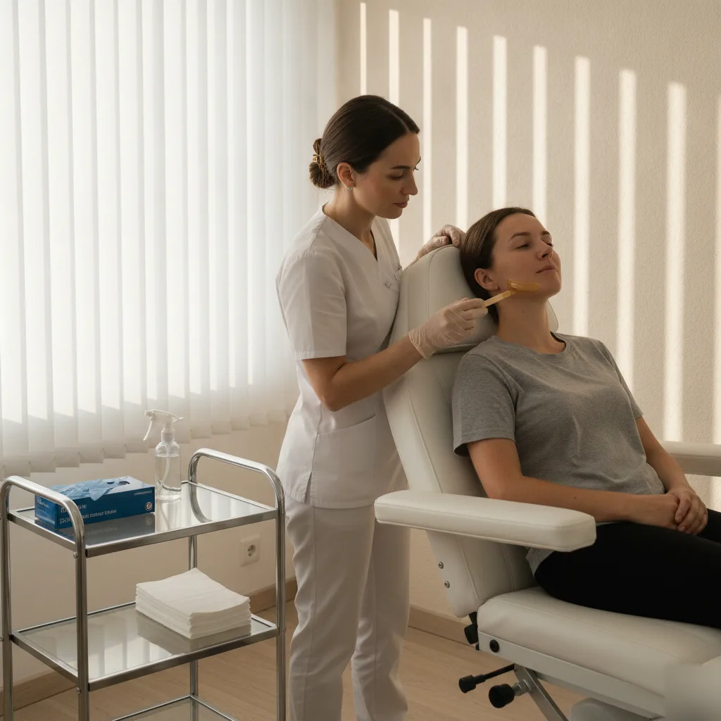 Woman checking smooth skin after facial waxing service in West Palm Beach by A Better Cut Salon