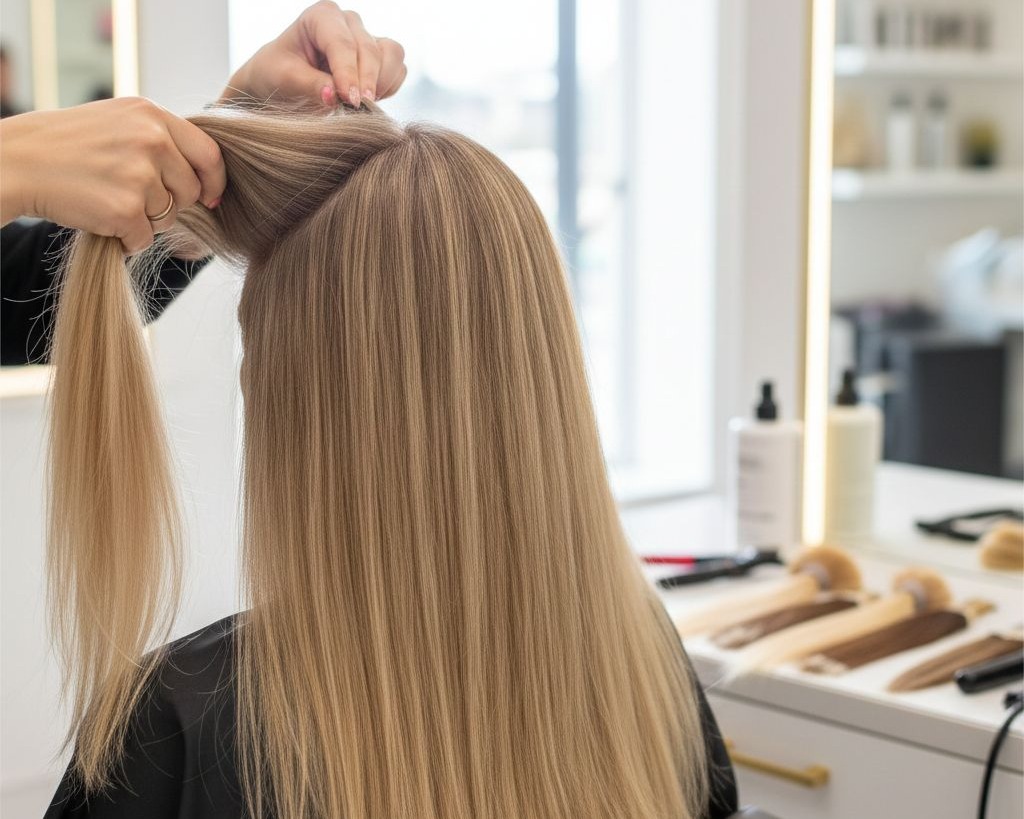 Expert hair extension services and application at A Better Cut Salon hair extension technician in West Palm Beach